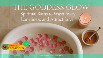 A birds-eye view of a white ceramic bathtub filled with warm water, floating pink rose petals, and a splash of milk. Next to the tub, a pink candle burns and a bowl. (1)