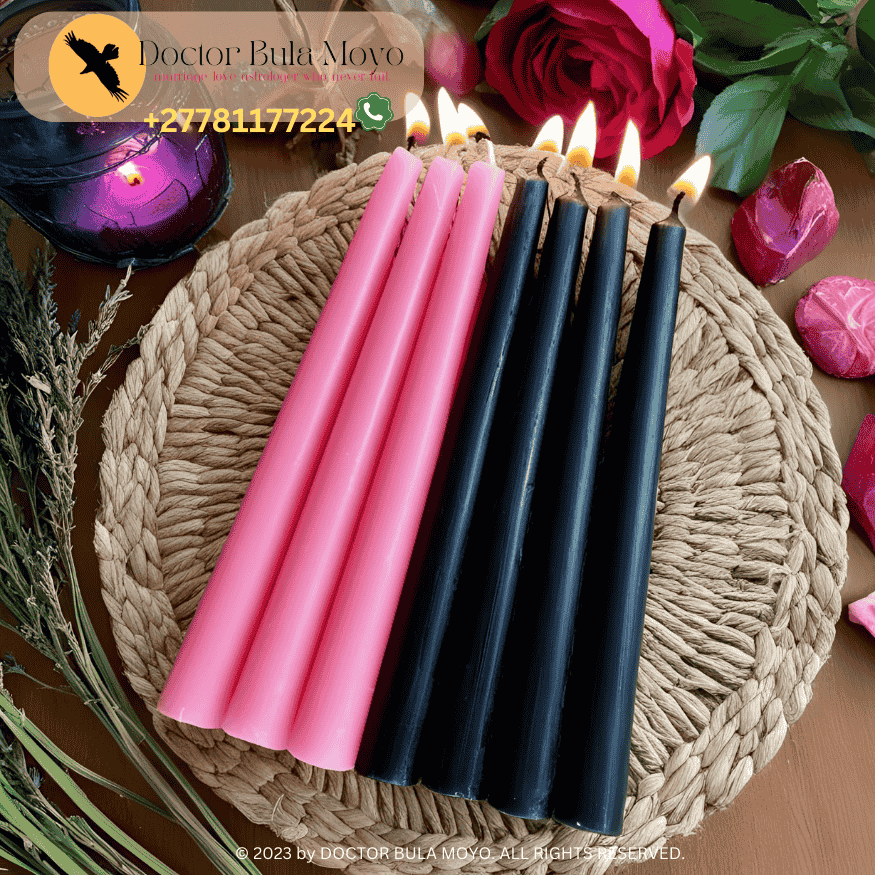 A burning pink and black candle spell ritual for love shielding. (1)
