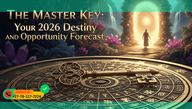 A celestial calendar with golden symbols for the sun, moon, and stars. A large, ornate key lies across the months of April and October. In the background.