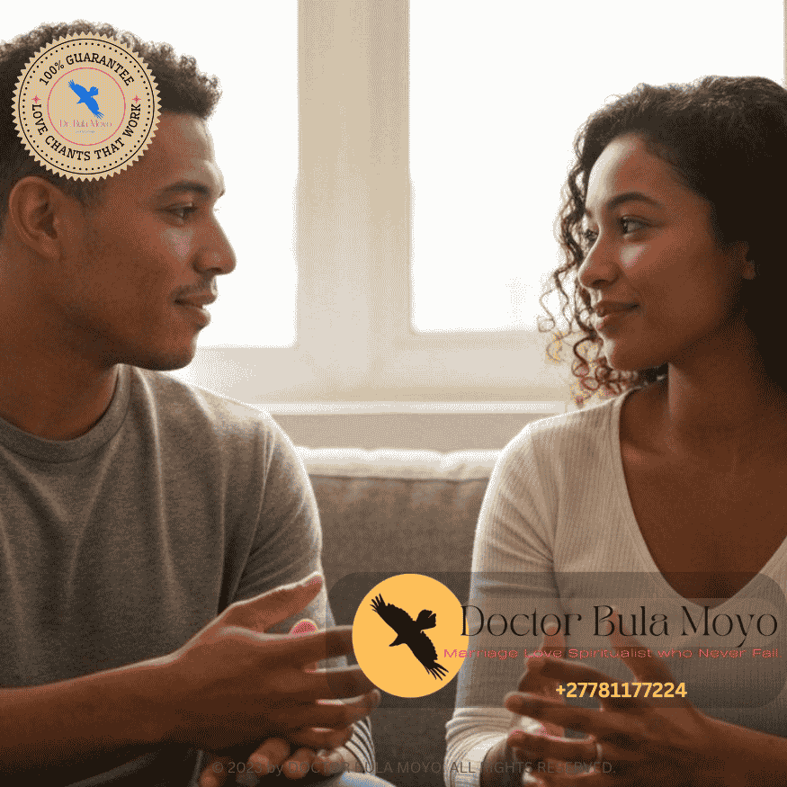 A couple calmly discussing; a reunion hug; trust-building conversation; healthy bonding. (1)