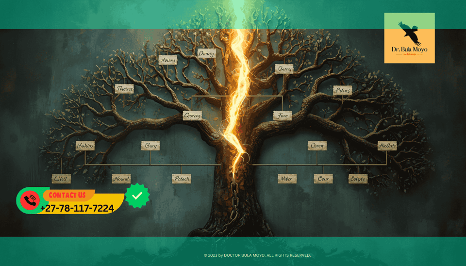 A family tree with a broken chain or light shining on it, representing breaking generational curses and family patterns through spiritual healing