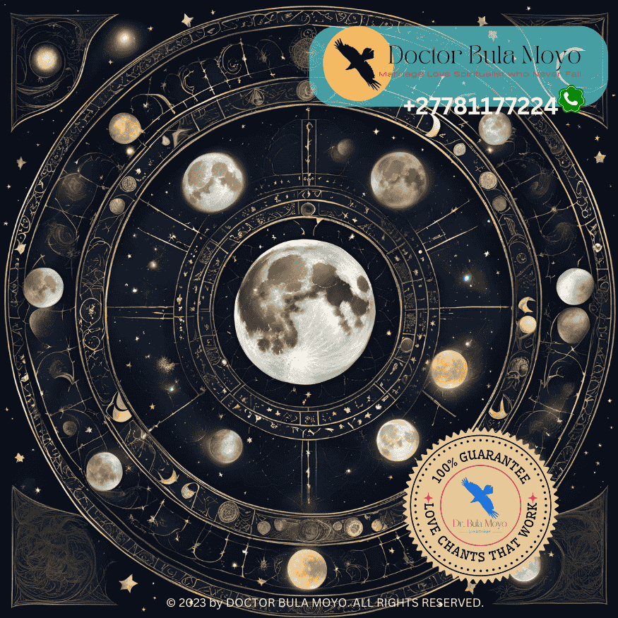 A glowing full moon in a starry sky, symbolizing the best time for love spells. (3)