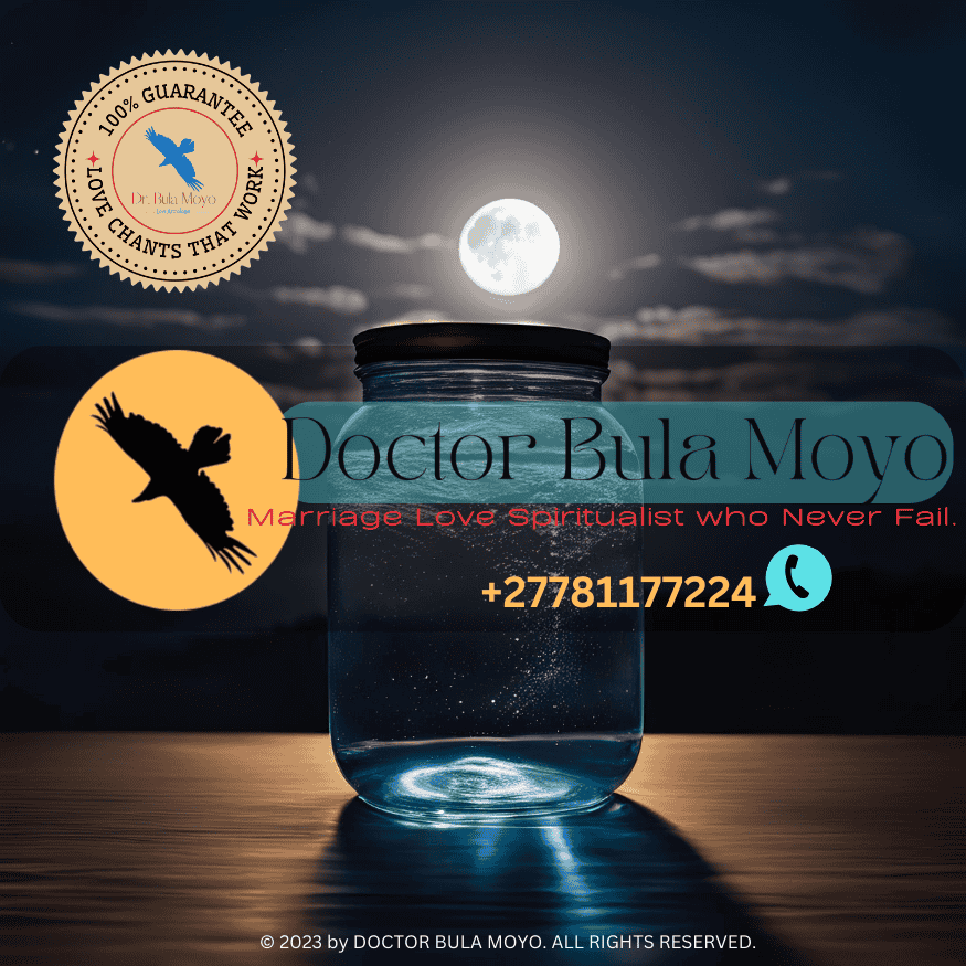 A jar of moon-charged water placed under the full moon for spiritual cleansing.