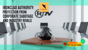 A minimalist, executive boardroom with a long glass table. At the head of the table sits a leather-bound folder with a Top Secret stamp, weighted down by a raw chunk of Black Obsidian and a silver