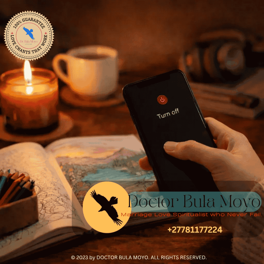 A person turning off their phone; journaling alone; peaceful reflection; disconnecting to heal.