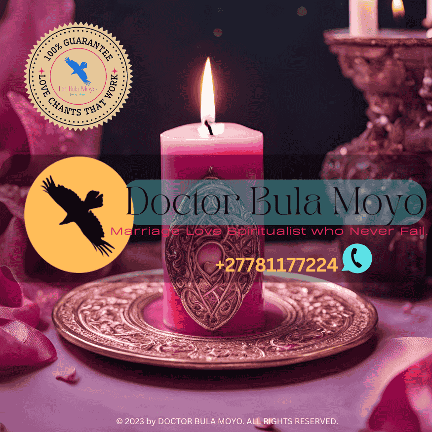 A pink candle burning in a sacred love spell ritual setting.