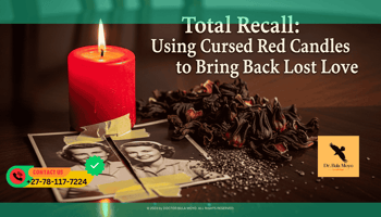 A red candle burning on a dark wooden table. Underneath the candle is a photograph of a couple, but the photo has been cut in half and then taped back together.