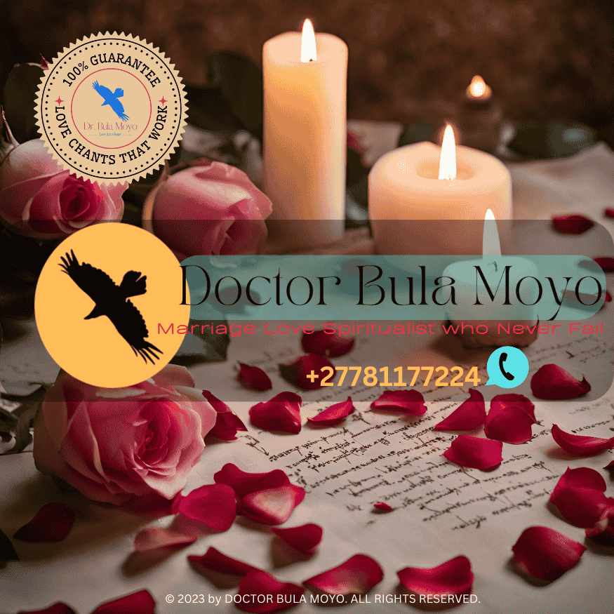 A sacred altar with a white candle, rose petals, and a written love prayer.