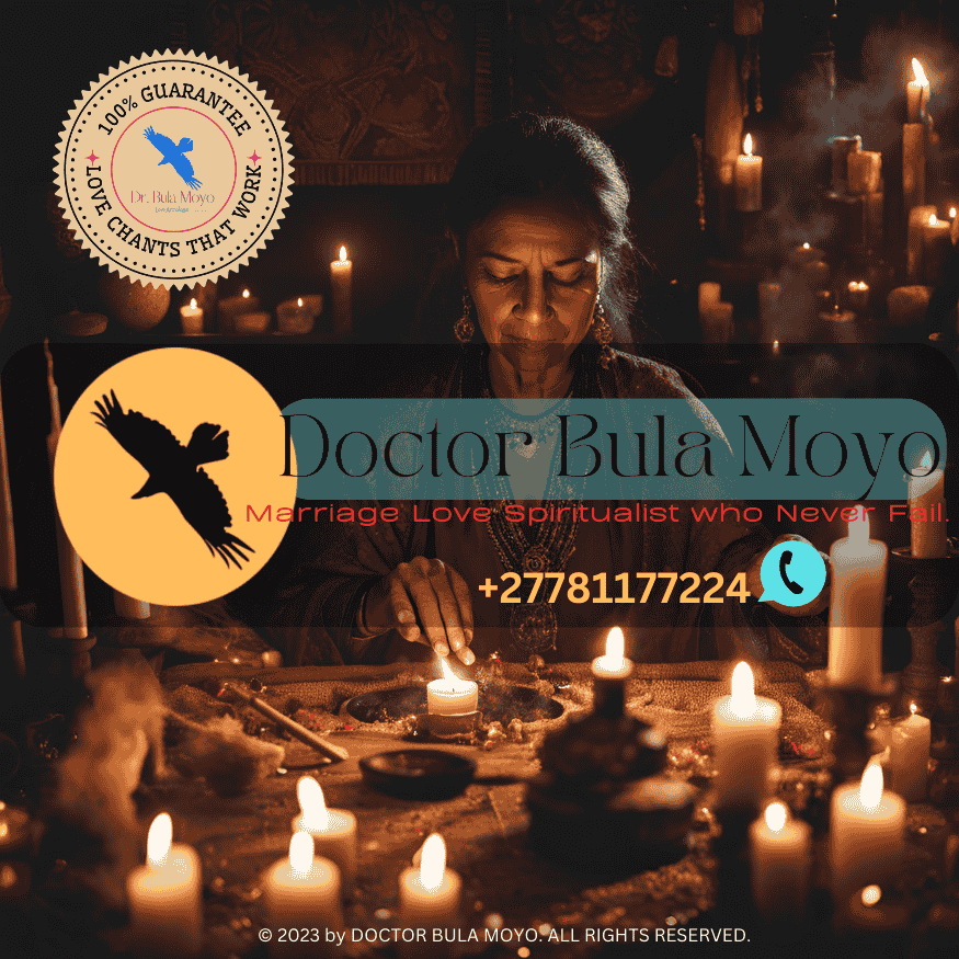 A spiritual healer performing a love spell removal ritual with candles and crystals. (2)