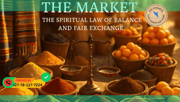 A vibrant marketplace scene with baskets of colorful spices, woven fabrics, and bright fruits. In the center, a set of old-fashioned brass. (1)