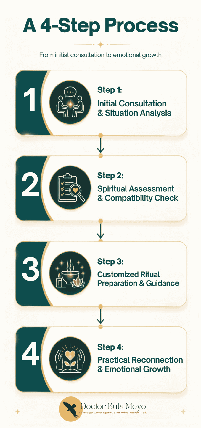 An informational diagram detailing the final step of a connection process, titled Step 4 Practical Reconnection and Emotional Growth. (1)