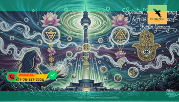 Berlin TV Tower or street art with spiritual overlay Spiritual house cleansing and aura healing services in Berlin, Germany.