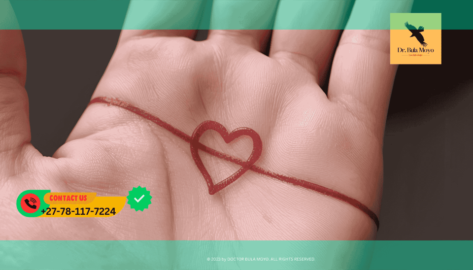 Close up of a palm with lines highlighted Palm reading guide explaining the meaning of the Love Line  Heart Line (1)