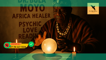 Doctor Bula Moyo performing a psychic love reading to diagnose relationship problems.