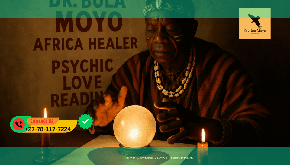 Doctor Bula Moyo performing a psychic love reading to diagnose relationship problems.