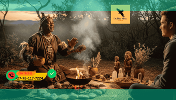 Doctor Bula Moyo performing ancestral energy clearing with fire, water, and herbs to restore sexual energy flow.