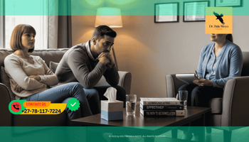 Frustrated couple sitting in marriage counseling, realizing therapy is not working for their relationship.