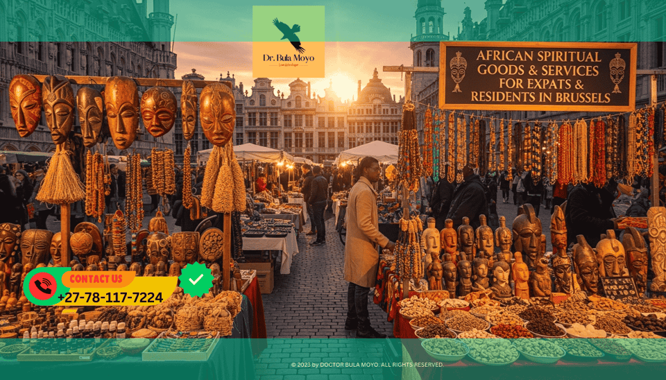 Grand Place or Atomium with a warm spiritual light African spiritual goods and services for expats and residents in Brussels, Belgium.