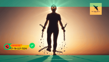 Person breaking chains or stepping out of a shadow Spiritual healing from narcissistic abuse and toxic relationships.