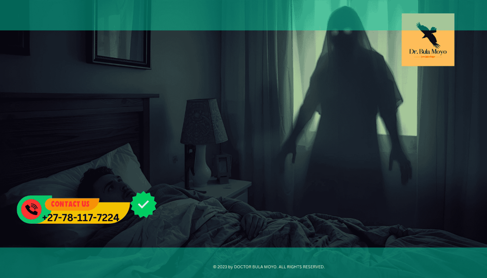 Person in bed looking terrified at a shadow Spiritual meaning of sleep paralysis and shadow figures known as Tokoloshe or Old Hag. (1)