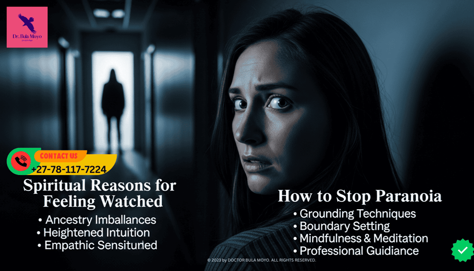 Shadowy figure in a doorway or person looking over shoulder Spiritual reasons for feeling like someone is watching you and how to stop paranoia.