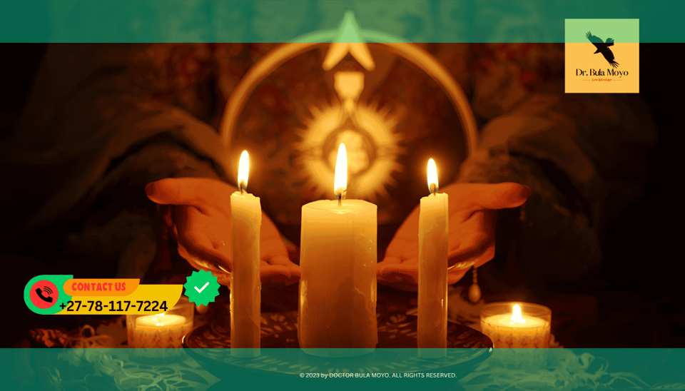 Spiritual healer performing candle ritual to awaken Twin Flame connection and sacred energy.