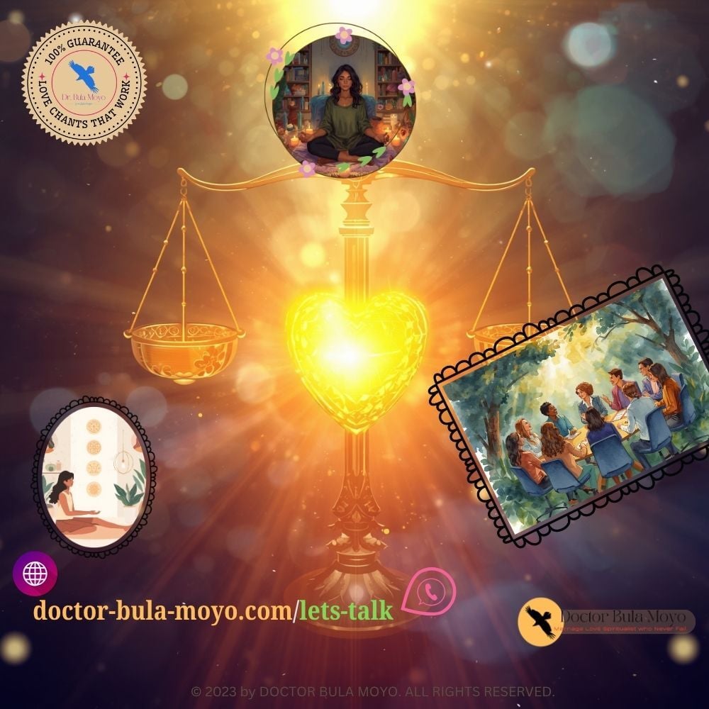 Spiritual prosperity consultation representing career balance, emotional wellbeing and personal abundance