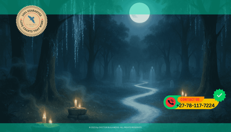 The image depicts a serene and ethereal scene, where a radiant white path meanders through a lush, vibrant forest bathed in soft moonlight.