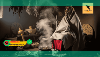 Traditional African steaming ritual (Ukugquma) to remove bad luck and Isinyama.