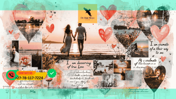 Vision board filled with romantic images, affirmations, and hearts, used for manifesting a soulmate.