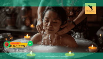 Woman bathing with salt and candles during spiritual purification ceremony for energy release. (1)