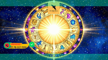 a vibrant zodiac wheel, intricately designed with each of the twelve astrological signs prominently displayed along its circumference.