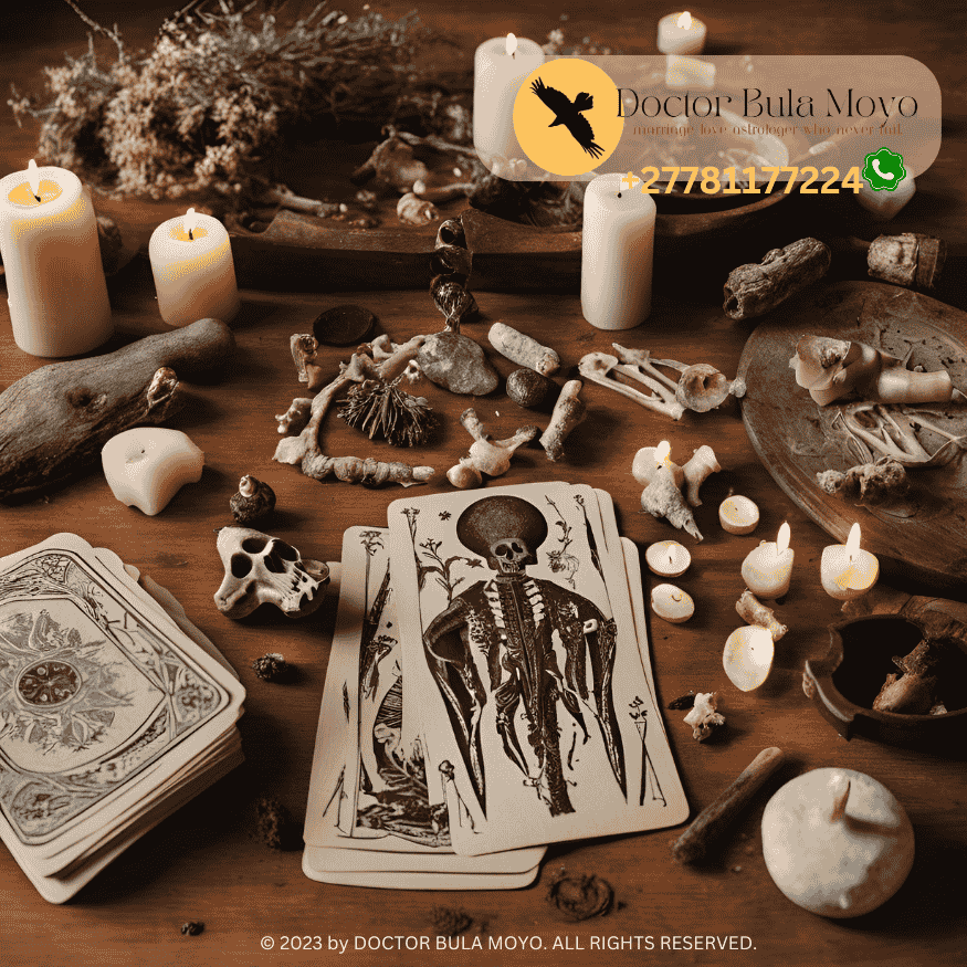 Candles and spiritual tools used in a love bonding ritual.