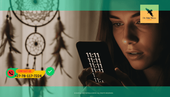 someone looking at a phone, a dreamcatcher, or repeating numbers (1111).