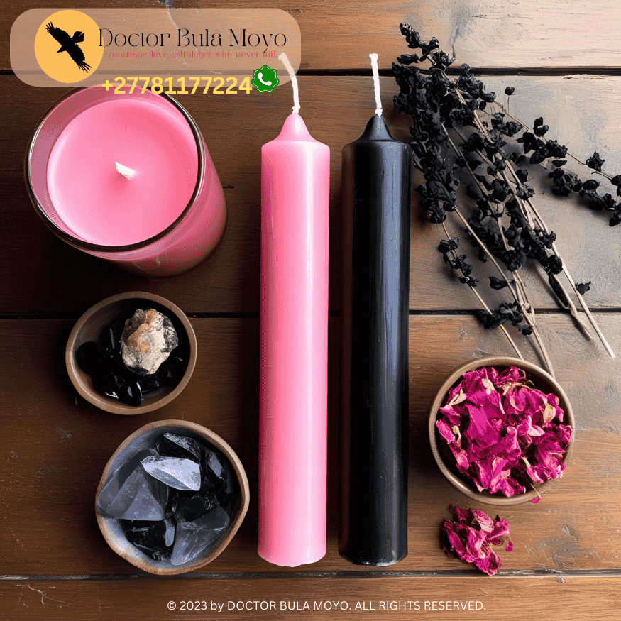 A burning pink and black candle spell ritual for love shielding.