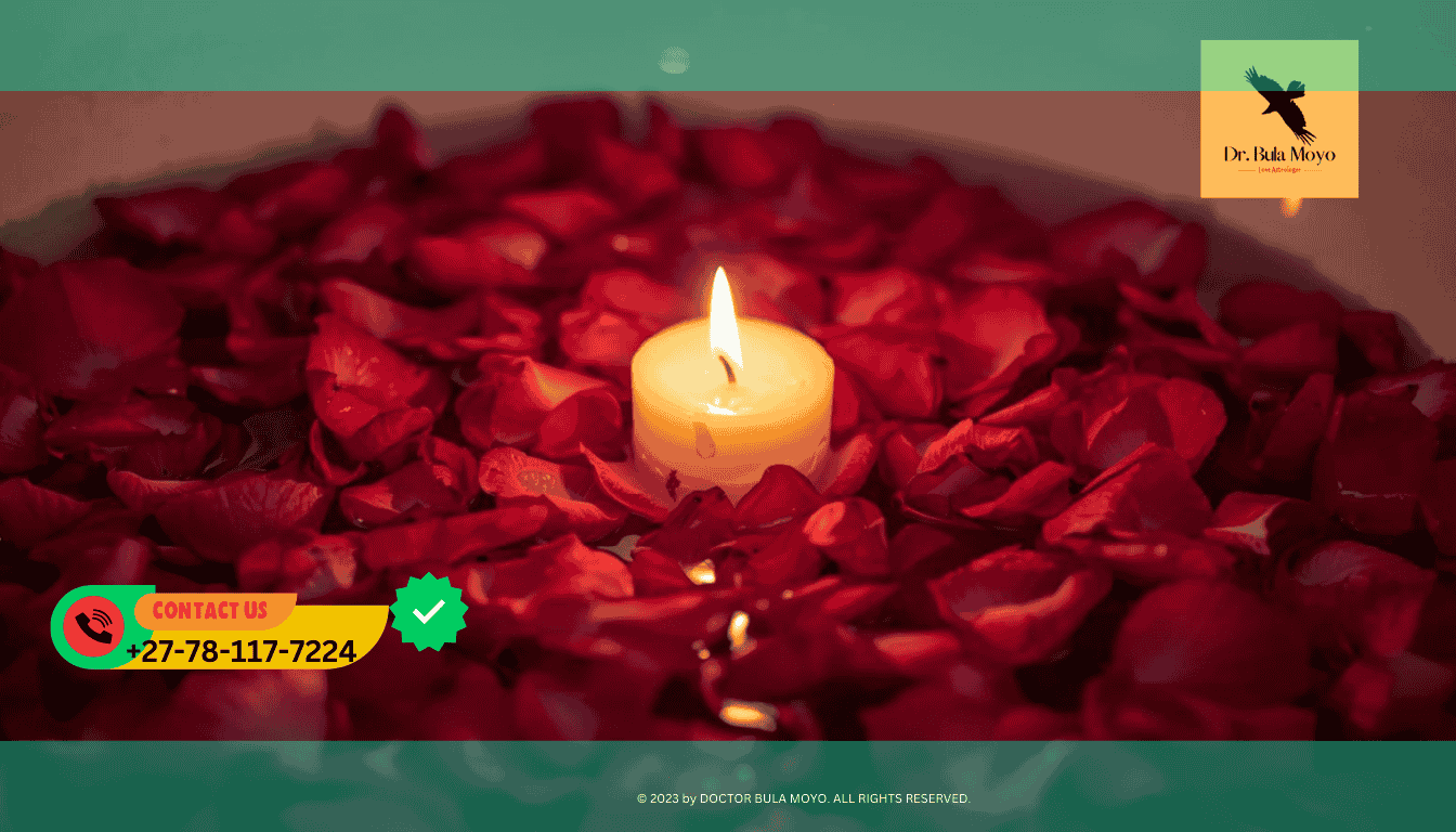 A candlelit rose bath with essential oils, used for love attraction. (2)