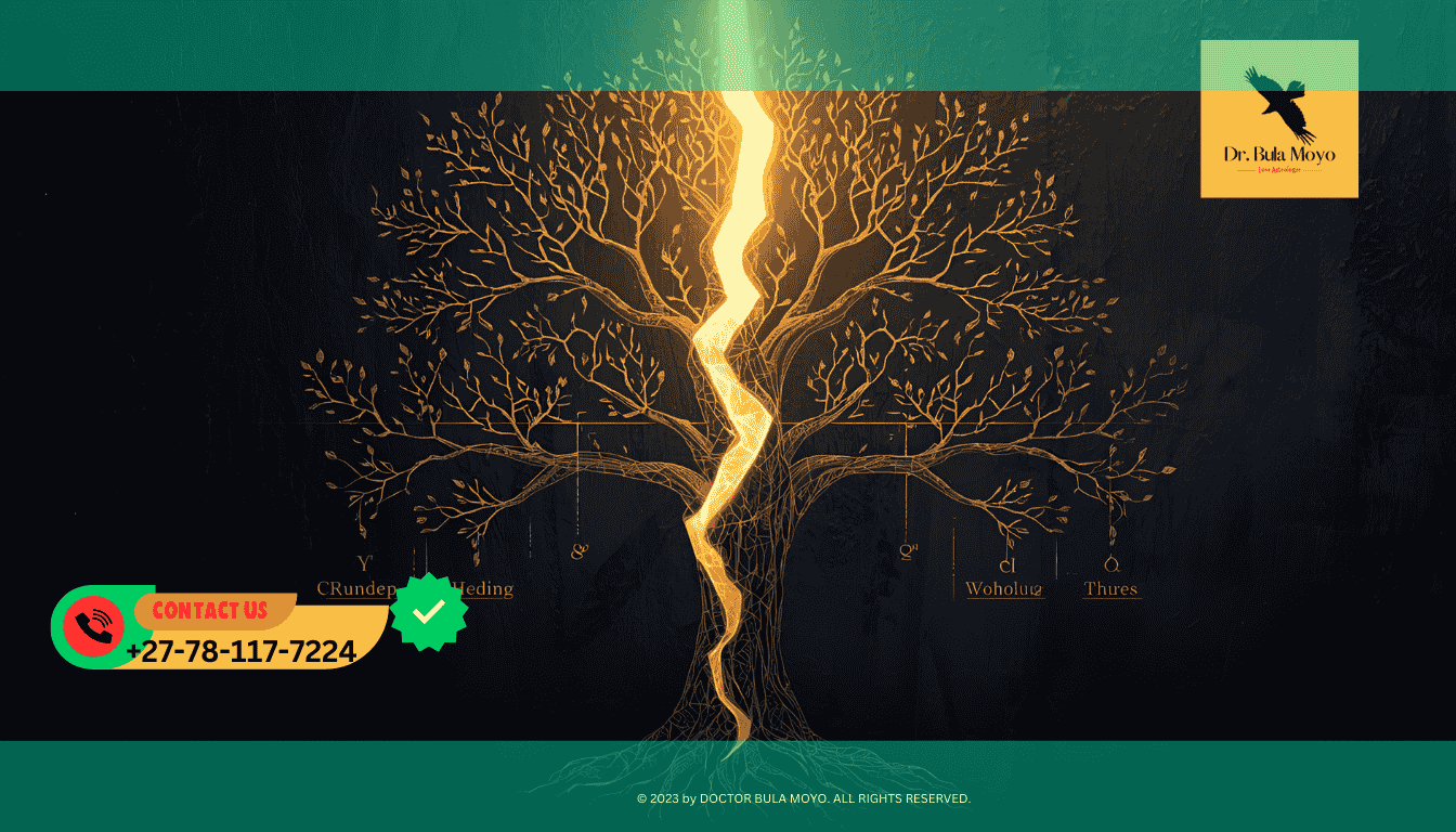 A family tree with a broken chain or light shining on it, representing breaking generational curses and family patterns through spiritual healing (1)