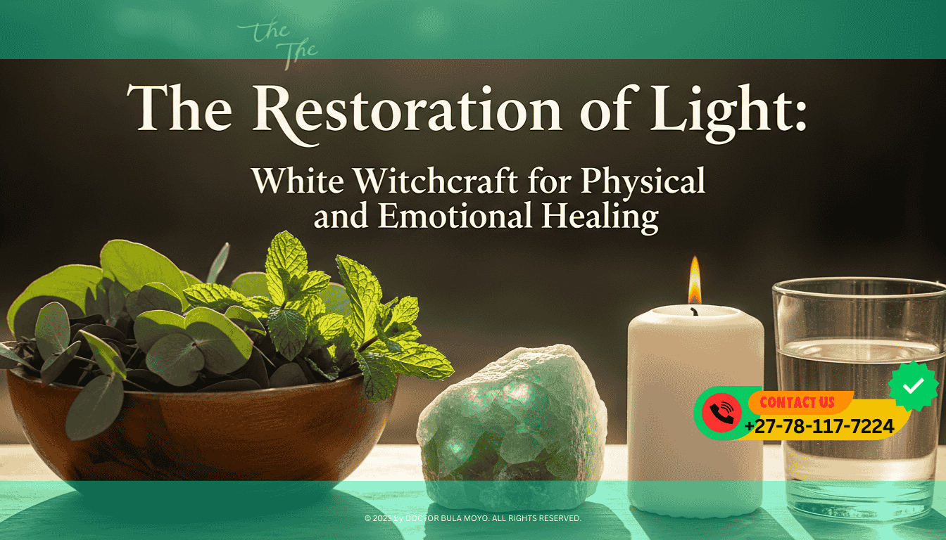 A gentle, sun-drenched scene showing a bowl of fresh green herbs (Eucalyptus and Mint) next to a glowing piece of Green Fluorite.