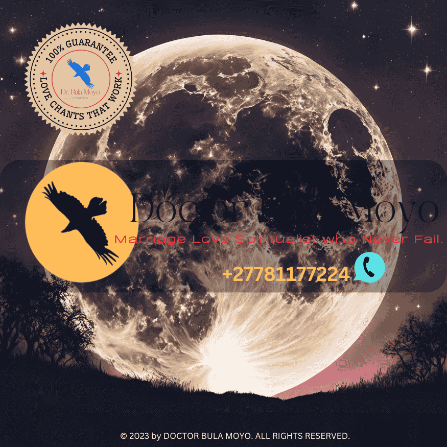 A glowing full moon in a starry sky, symbolizing the best time for love spells. (1)