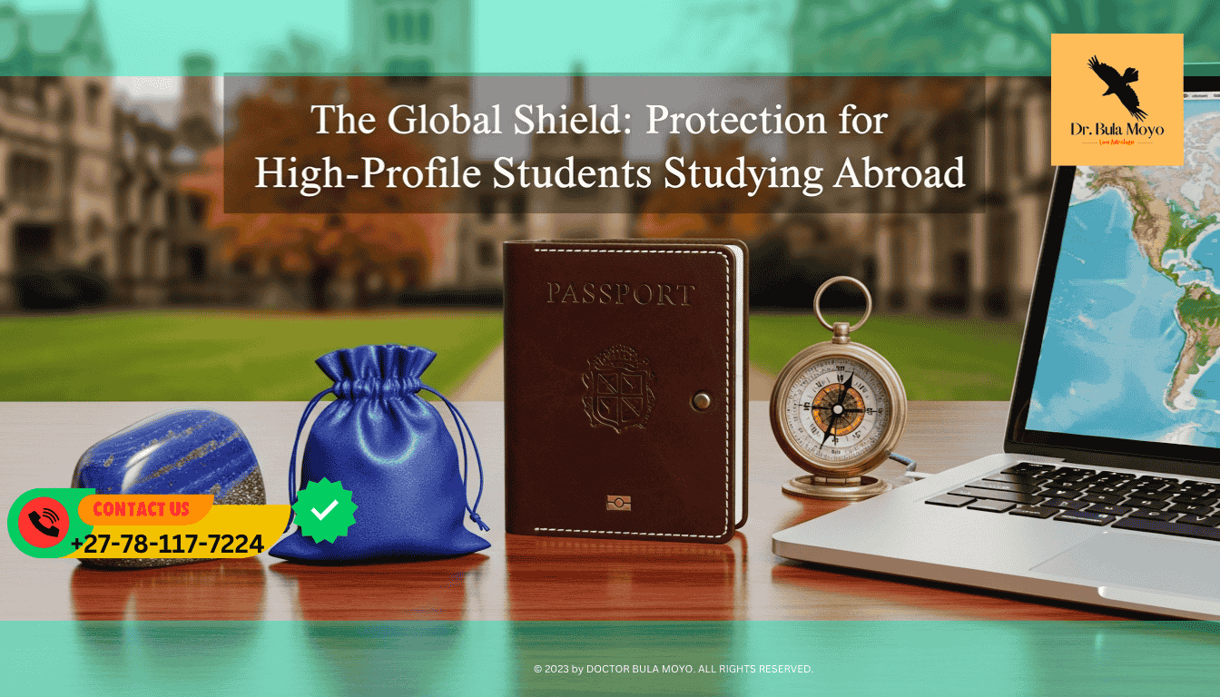 A high-end leather passport holder resting on a wooden desk next to a modern laptop and a compass.