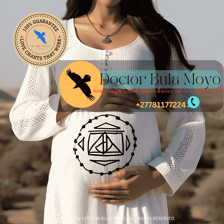 A pregnant woman with protection symbols drawn on her belly. (1)