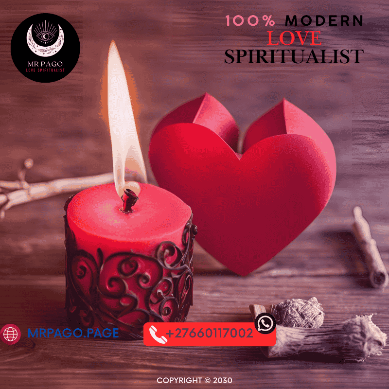 A red paper heart next to a burning candle for a home love spell ritual. (5)