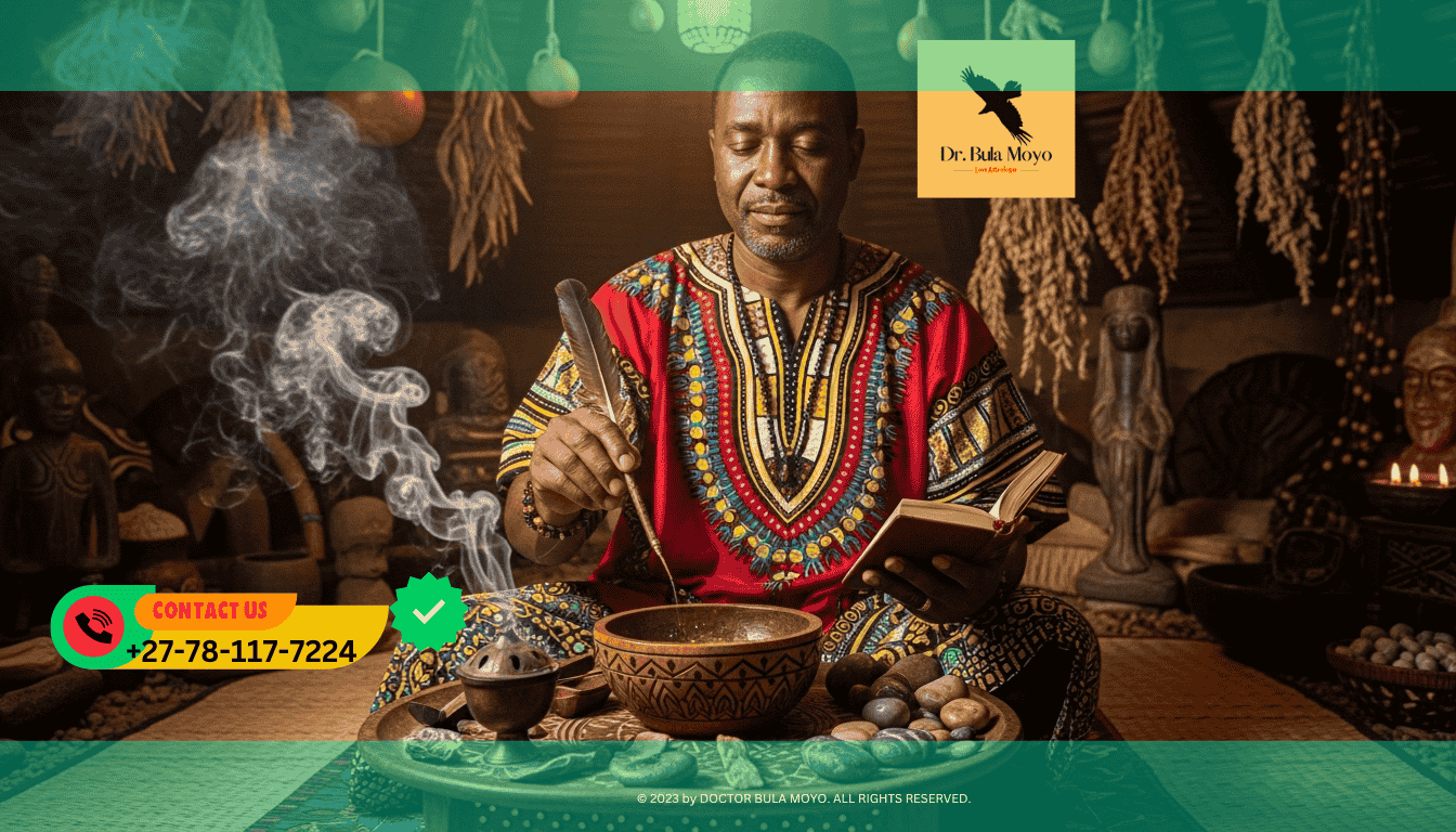 Doctor Bula Moyo performing soulmate alignment ceremony with Union Harmony Oil and ancestral blessings.