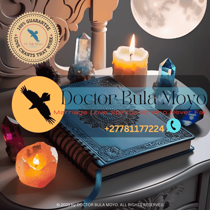 Dream journal with a candle and crystals on a nightstand under moonlight