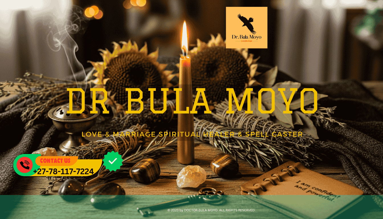 Gold candle burning on a spiritual altar with herbs for a confidence spell ritual.