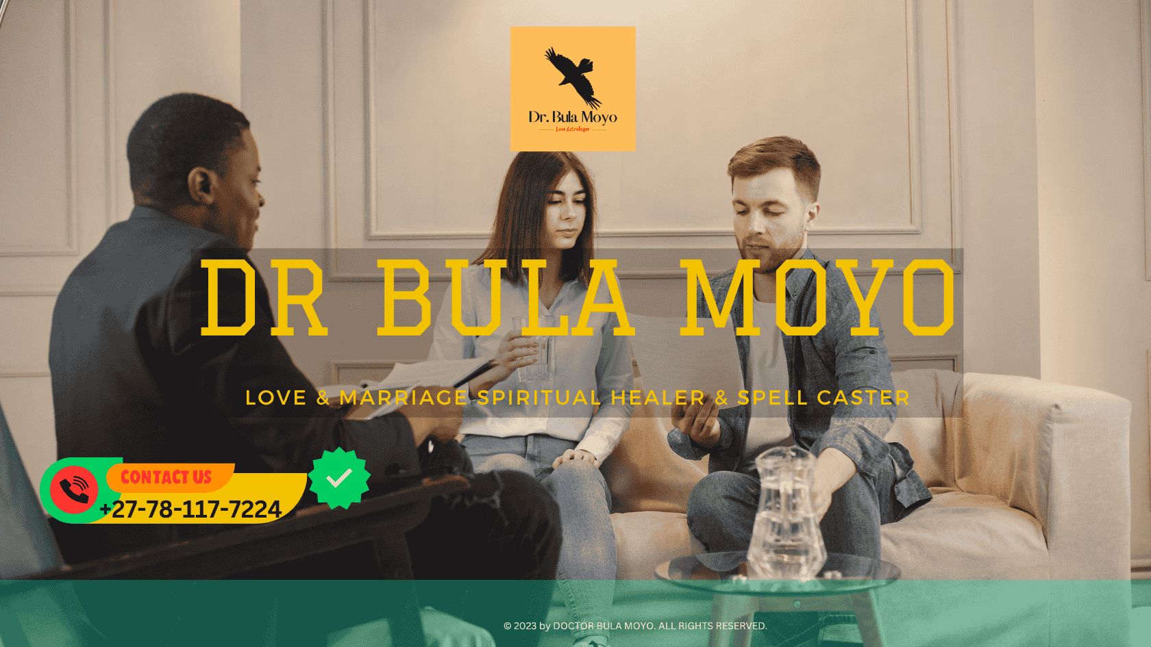 In a serene consultation room, Doctor Bula Moyo, a spiritual healer, sits across from a couple engaged in a deep discussion about their astrological compatibility. (1)