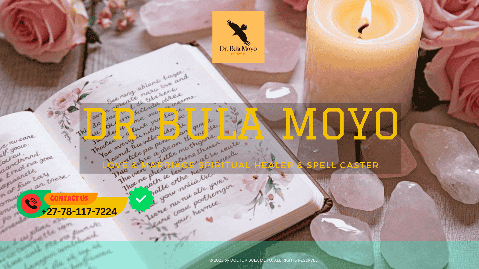 Notebook with handwritten affirmations surrounded by rose quartz and a lit candle, symbolizing romantic energy.