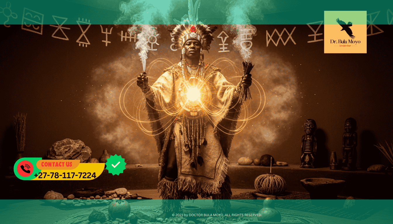 Person glowing African Shaman techniques for cleansing the aura and restoring Isithunzi.
