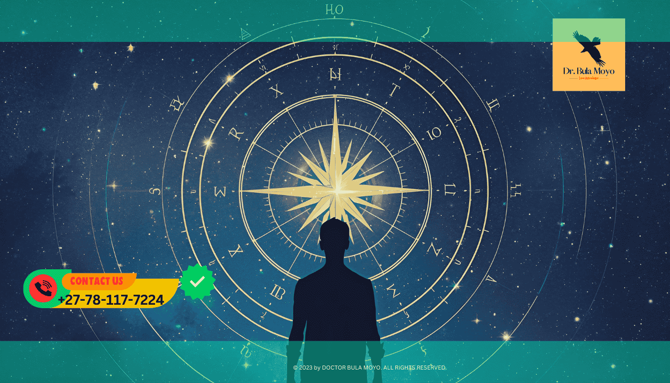 Person looking at a starry sky or compass Using astrology birth charts to find career success and life purpose. (1)