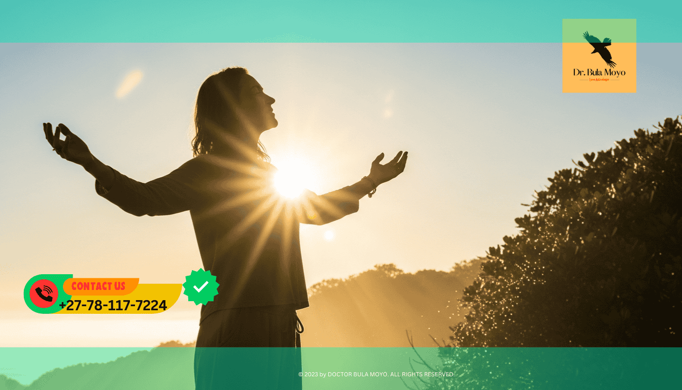 Person standing in morning sunlight practicing a positive energy ritual for confidence and radiance.